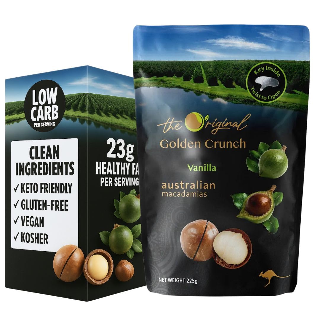 VEEFOOD Golden Crunch in-shell macadamias 225g: fresh in-shell nuts for a quick creamy bite