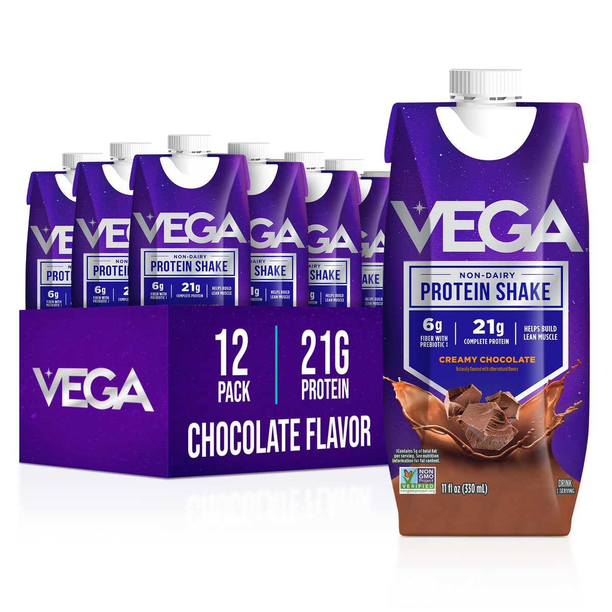 Vega Ready-to-Drink label emphasizes lactose-free, dairy-free plant protein