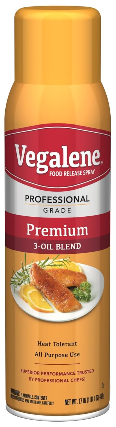 Vegalene cooking spray bottle providing smooth pour and non-stick coating.