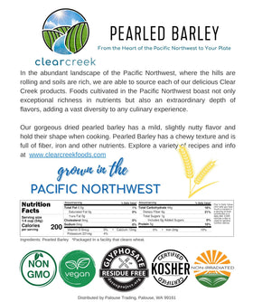 Vegan kosher certified Pearl Barley packaging communicates quality standards