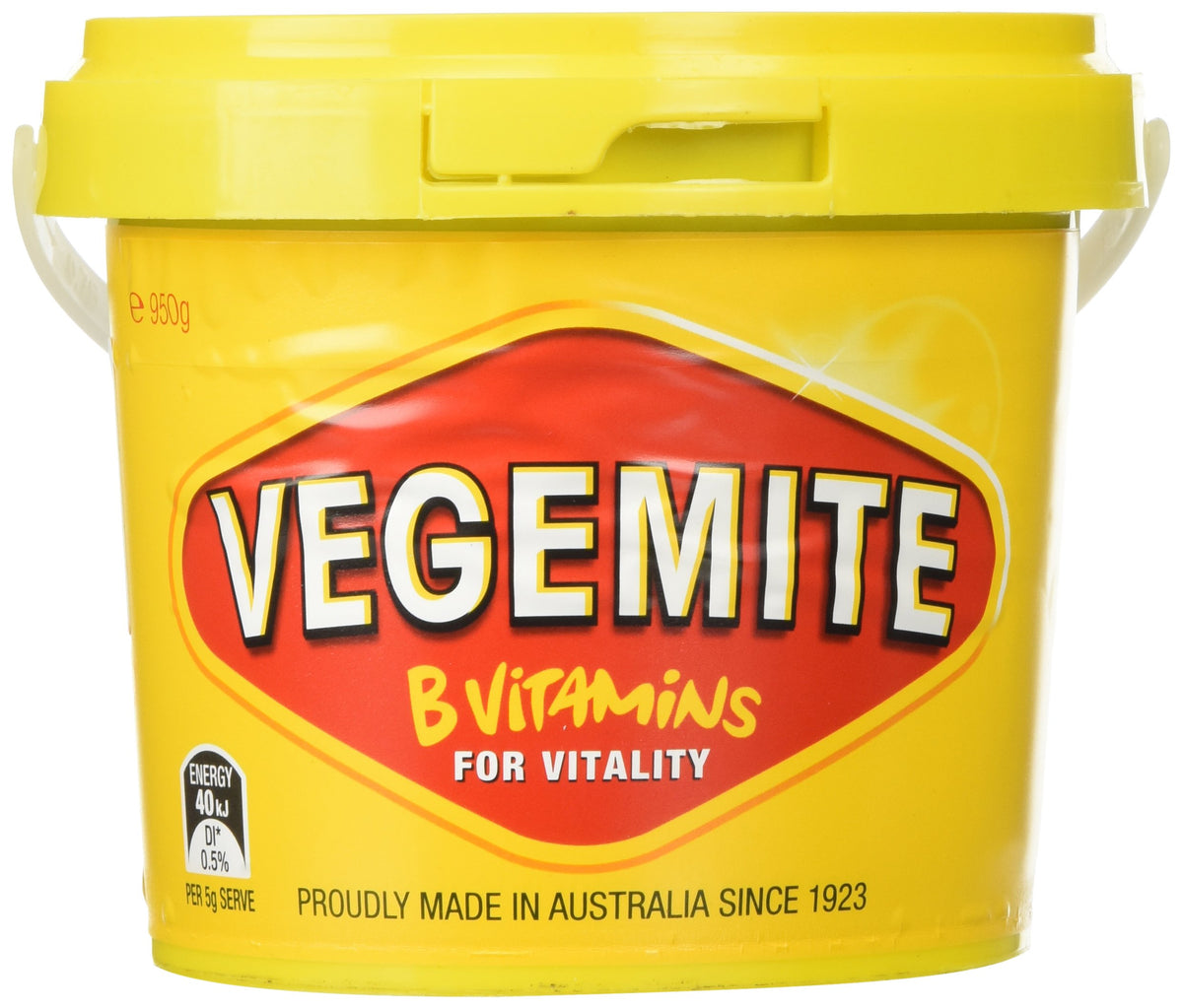 Vegemite yeast extract spread 950g tub on toast highlighting rich B vitamins