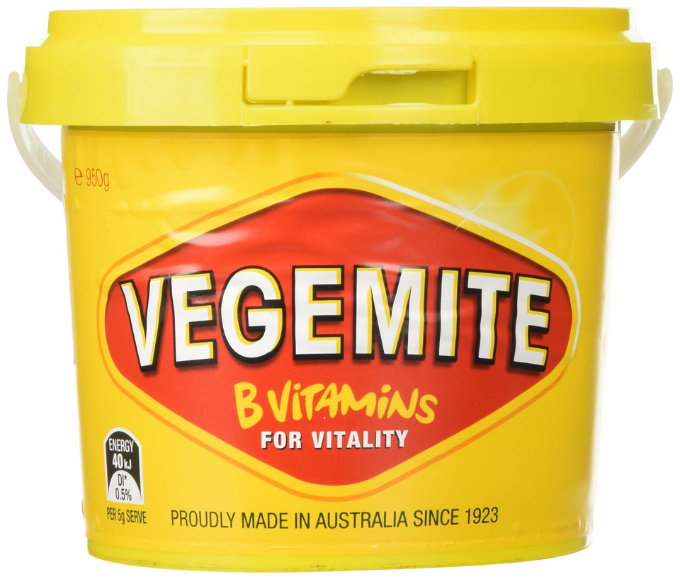 Vegemite yeast extract spread 950g tub on toast highlighting rich B vitamins