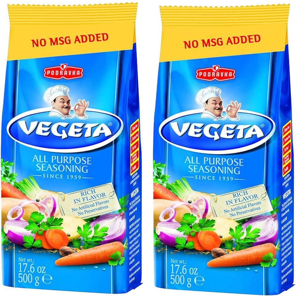 Vegeta Gourmet Seasoning bag front showcases its versatile Mediterranean flavor