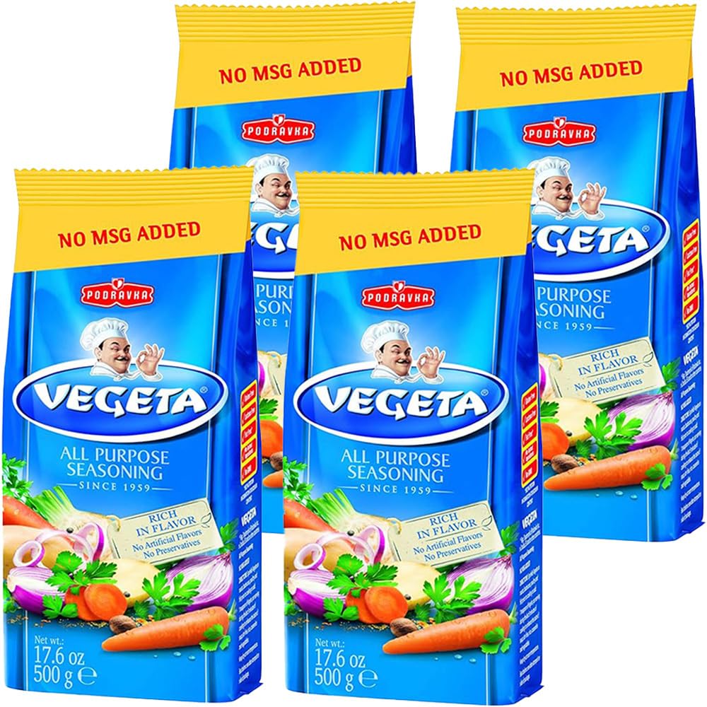 Vegeta gourmet seasoning bottle close-up showing rich flavor without MSG