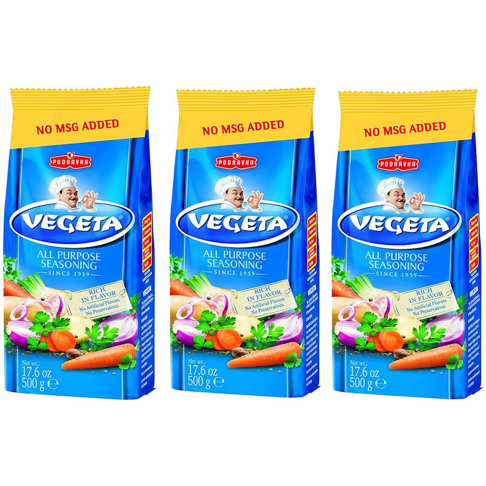 Vegeta Gourmet Seasoning jar close-up for versatile Mediterranean cooking.