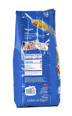 Vegeta open bag closeup reveals vibrant vegetable blend for cooking.