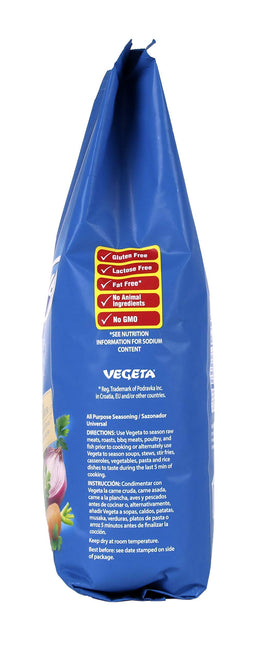 Vegeta seasoning pour closeup demonstrates quick flavor boost for meats.
