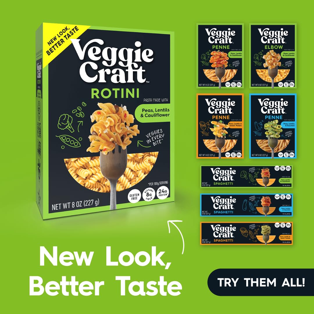 Pasta served with sauce highlights Veggiecraft Farms' plant-based protein option.