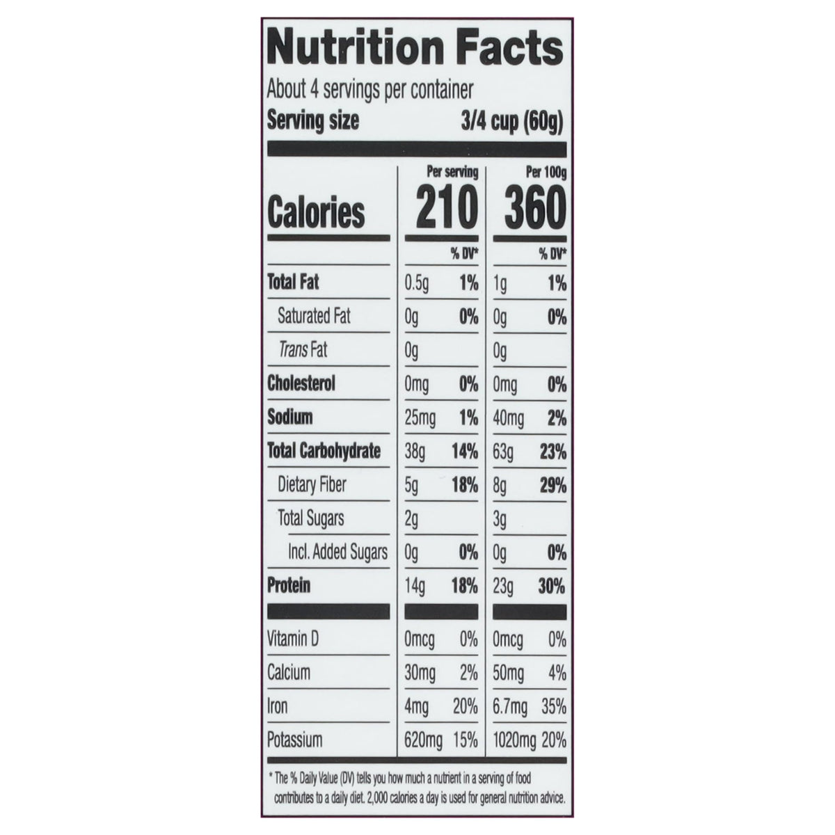 Ingredients blend shown: lentil and pea flours used in Veggiecraft rotini