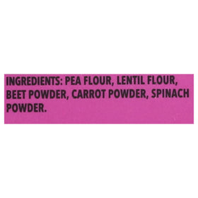 Cooked Rainbow Rotini on plate with sauce and 23 g protein per serving