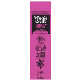 Gluten-free label on Veggiecraft rainbow rotini packaging
