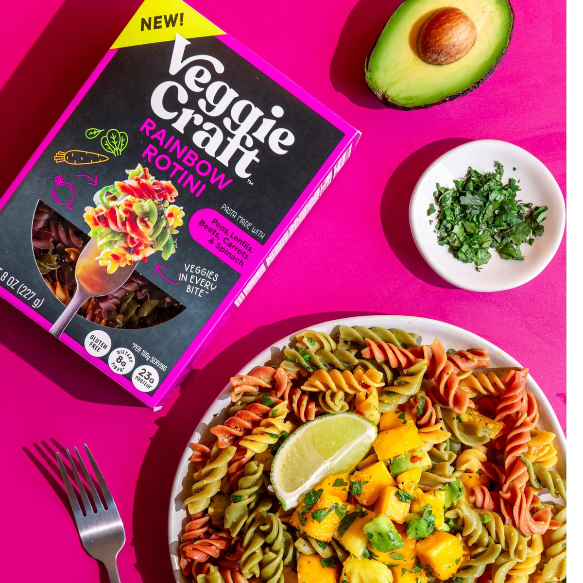 Kitchen scene boiling Veggiecraft Rainbow Rotini for a fast dinner