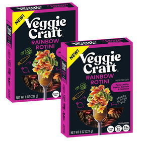 Veggiecraft Farms Rainbow Rotini pack showing gluten-free pasta and vibrant colors