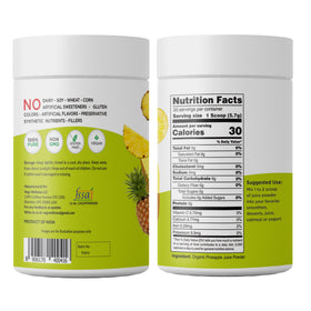 Vegs Freeze-Dried Pineapple Powder in a spoon shows convenient sugar-free fruit powder.