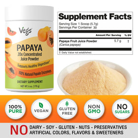 Kitchen scene with Vegs papaya juice powder ready for everyday smoothies