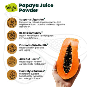 Close-up of dissolving Vegs papaya powder in water for quick mixing