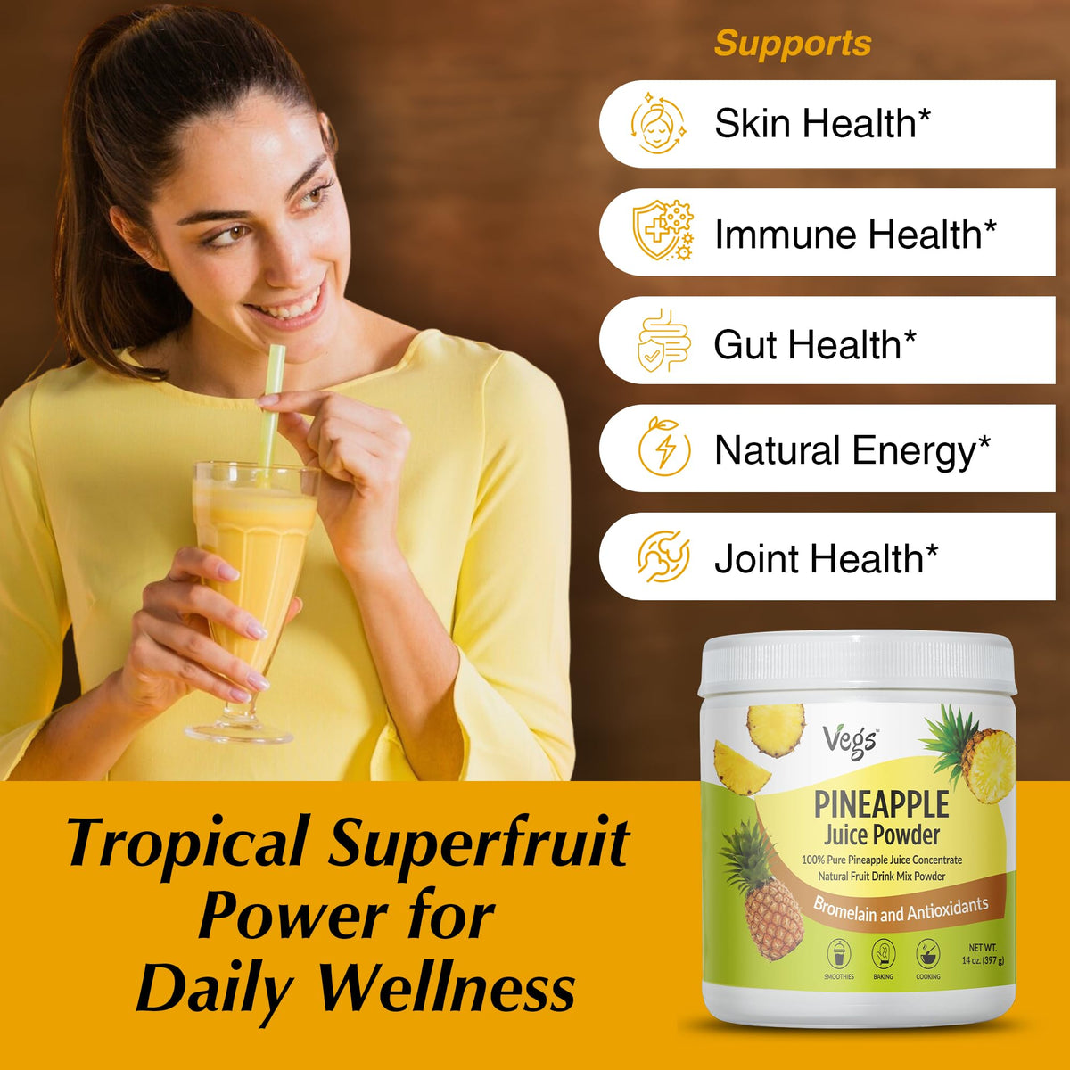 Vegs Pineapple Powder in baking batter for pineapple flavor.