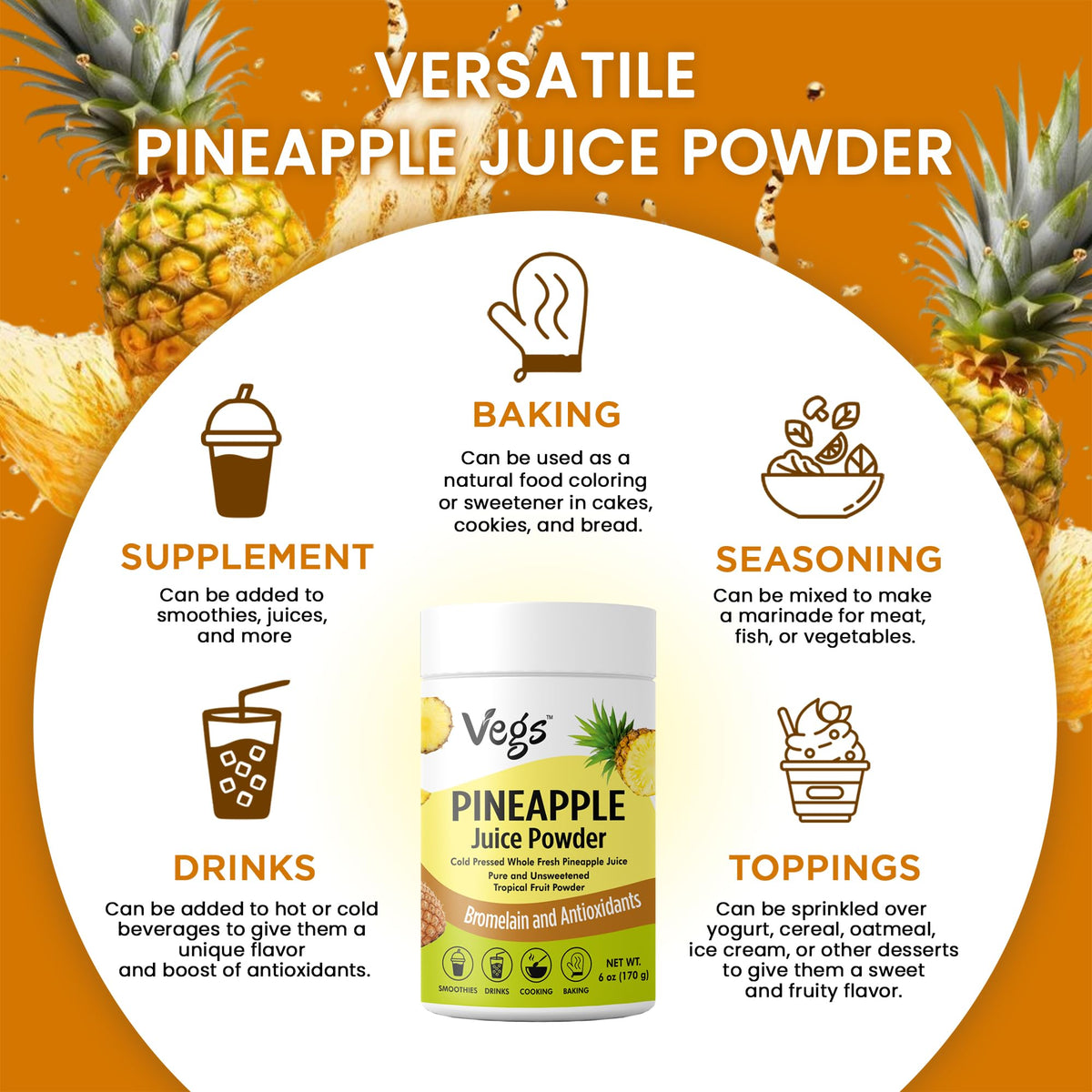Pineapple powder used in baking for vibrant Vegs desserts.
