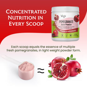Vegs Pomegranate Juice Powder scoop measures the perfect amount for smoothies.