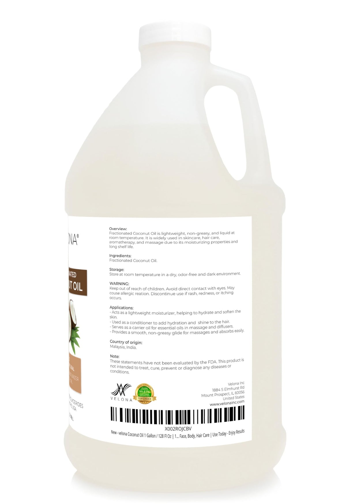 Velona MCT Coconut Oil used in hair care for lightweight shine.