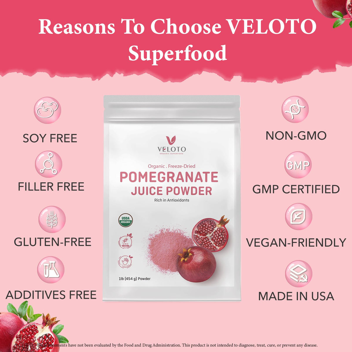 VELOTO Smoothie with Pomegranate Powder demonstrates convenient, flavor-packed boost for breakfast blends.