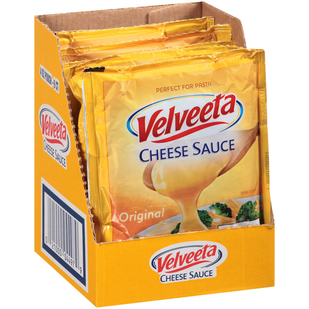 Creamy Velveeta mac and cheese made with cheese sauce pouch.