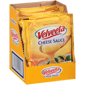 Creamy Velveeta mac and cheese made with cheese sauce pouch.