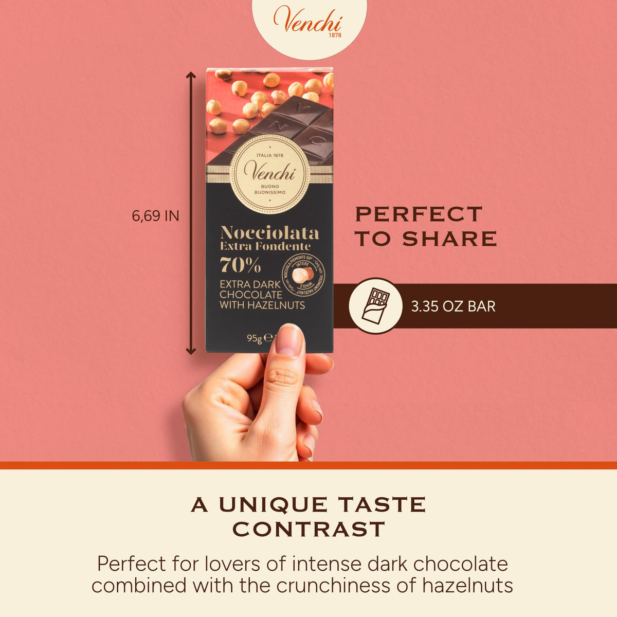 Venchi 70% bar gluten-free mark showcased for dietary choice