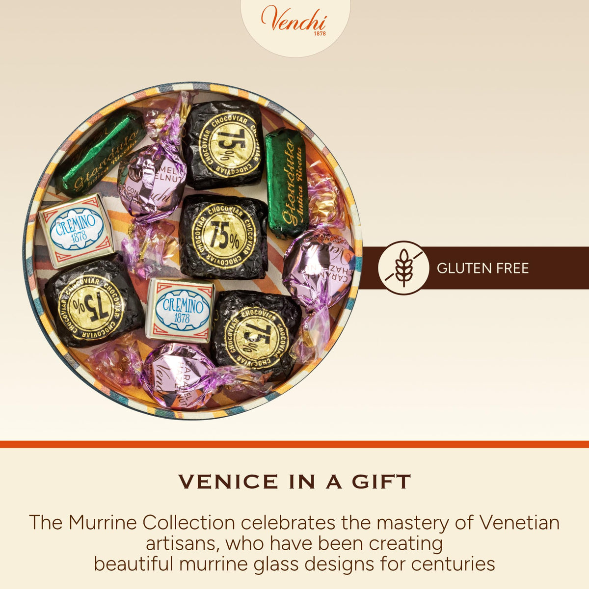Venchi blue hamper open presenting an elegant gift presentation