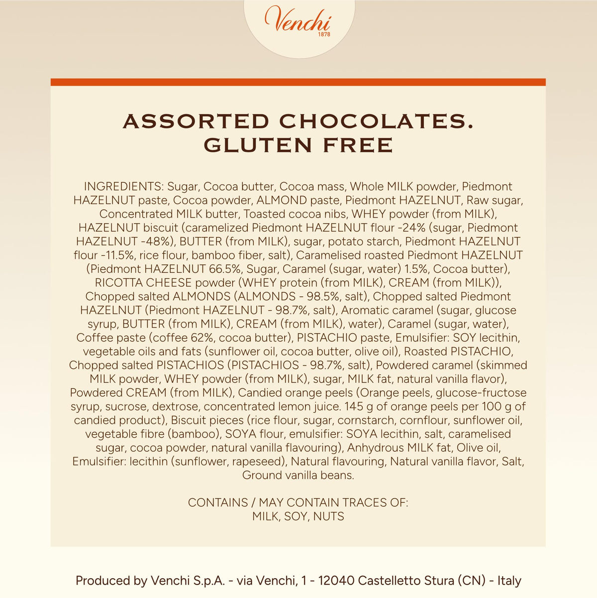 Venchi chocolates in the gift idea arrangement, ready for anniversaries.