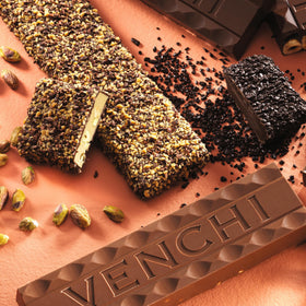 Venchi Chocoviar Soft Bar with Cuor di Cacao pairs with coffee for a refined afternoon treat.