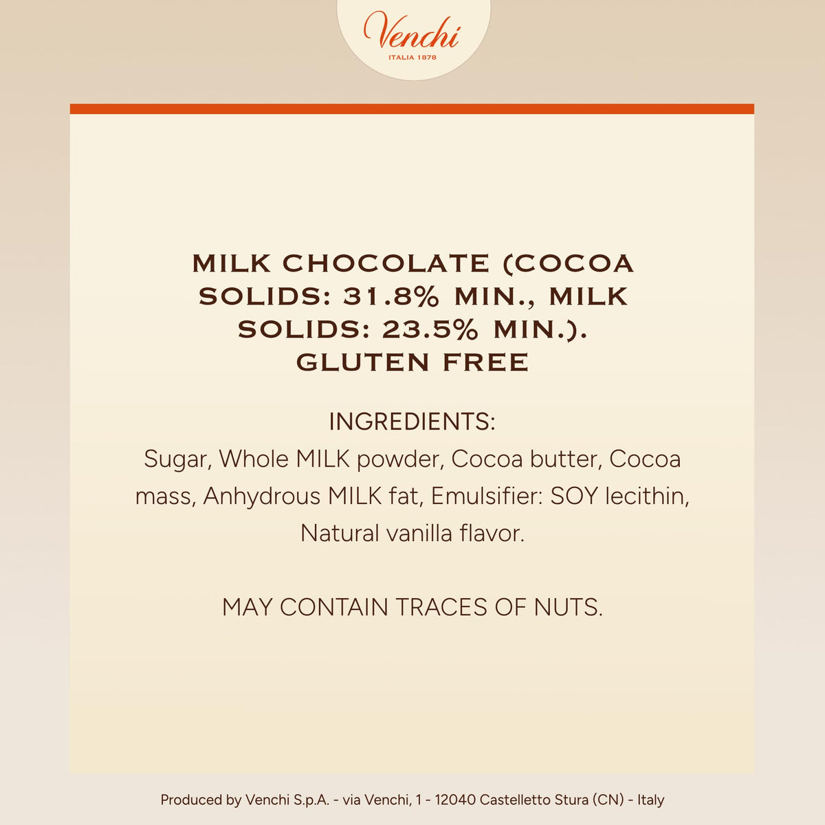 Venchi Italian chocolate bunny evokes authentic craftsmanship and quality.