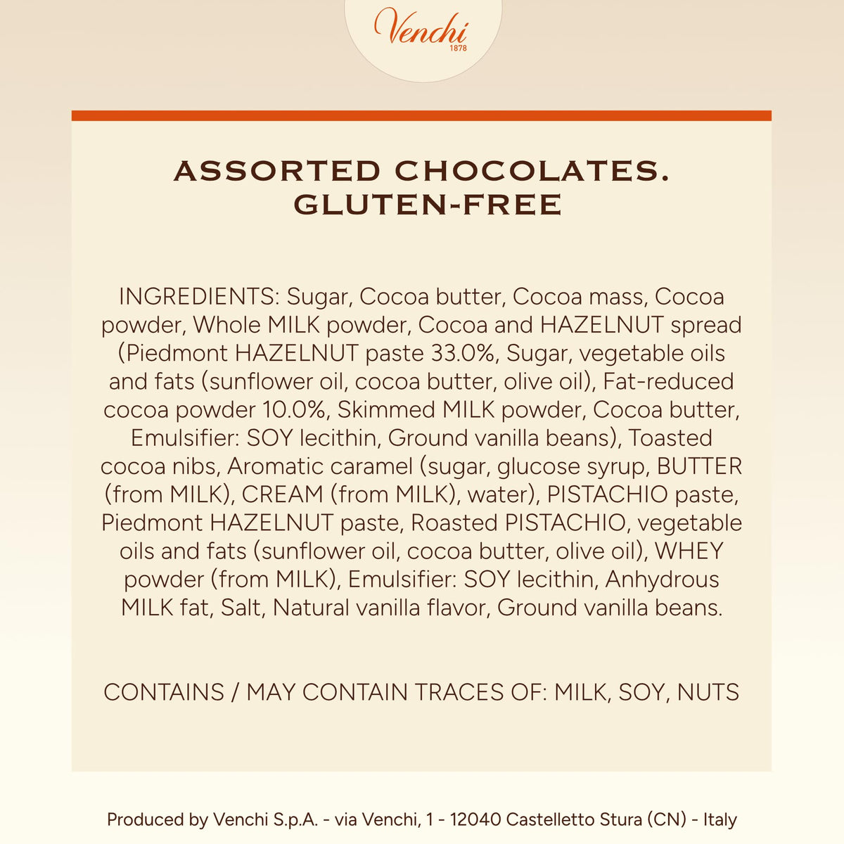 Italian-made Venchi chocolates marked Buono Buonissimo tradition