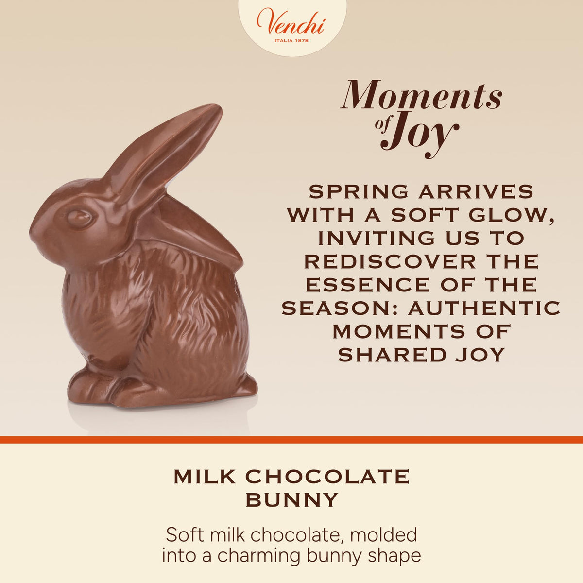 Venchi milk chocolate bunny wrapping highlights festive packaging for gifting.