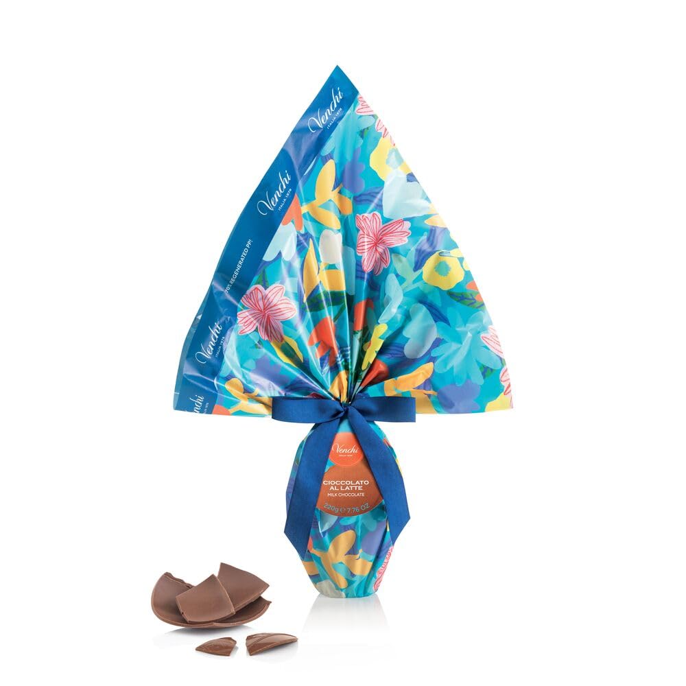 Venchi milk chocolate egg with vibrant wrapper, a delightful spring gift idea.