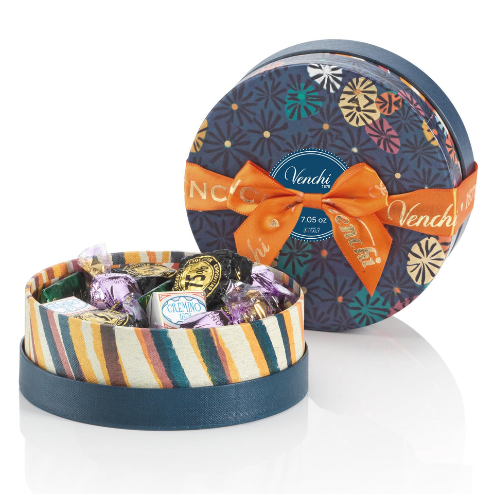 Venchi Murrine Collection small blue hamper showcasing artisanal chocolates for gifting