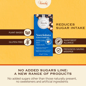 Venchi 75% cocoa chocolate bar highlights crunchy hazelnuts and rich aroma