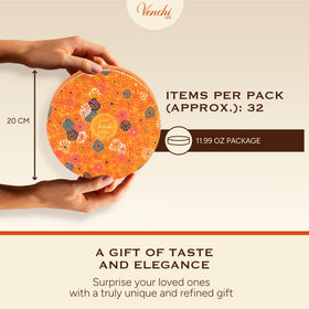 Orange hamper packaging from Venchi Murrine Collection, a striking gift presentation.