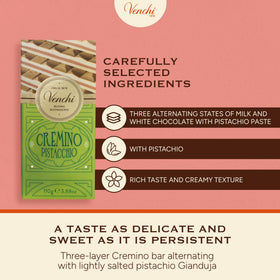 Venchi Pistachio Cremino Gianduja layers for a silky dessert pairing.