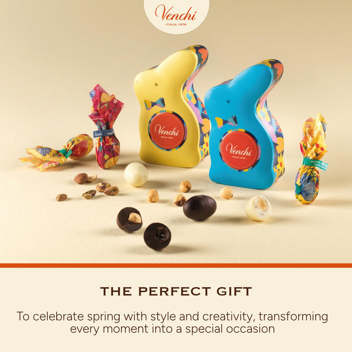 Venchi salted white chocolate hazelnut egg, creamy contrast and silky texture.