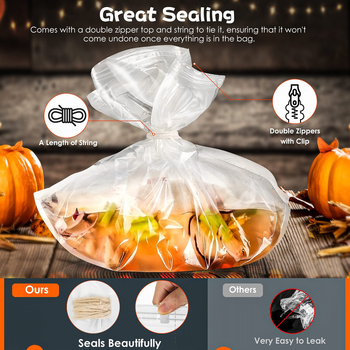 Venrothy brining bag with 35 lb capacity for big roasts.
