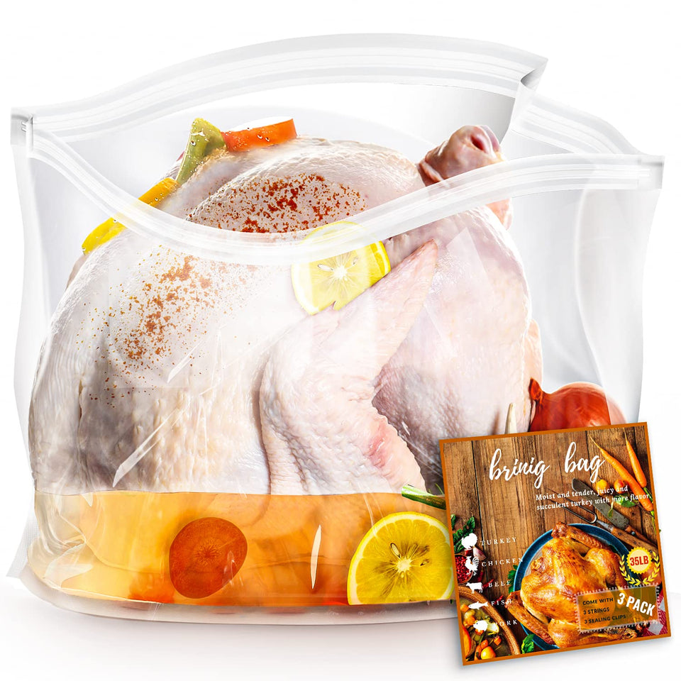 Venrothy brining bag for turkey with 26x22 inches, ideal for large birds.