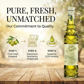 Venta del Barón amber olive oil pour emphasizes rich color and complexity.