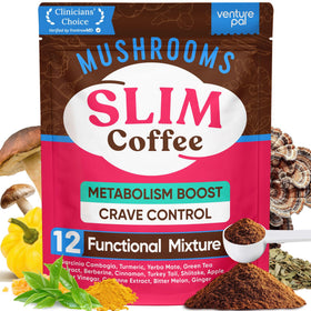 Venture Pal Slim Mushroom Coffee packaging showcases premium ingredients for everyday use