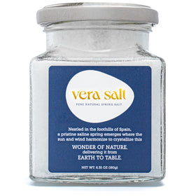 Vera Salt Flake Spring Salt in a glass jar for clean, delicate seasoning