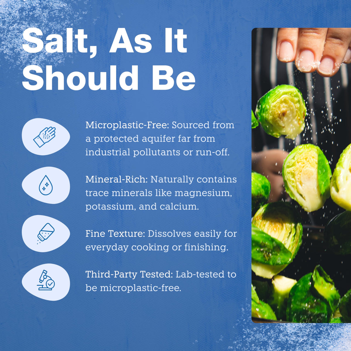 Vera Salt microplastics-free claim shown with purity badge