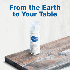 Vera Salt refillable glass grinder supports eco-friendly, plastic-free seasoning.