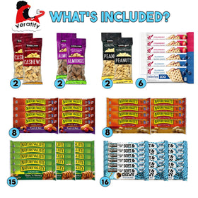 Veratify breakfast bars and trail mix—balanced bite-size portions.
