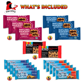Veratify healthy mixed snack box inside view showing diverse bar assortment