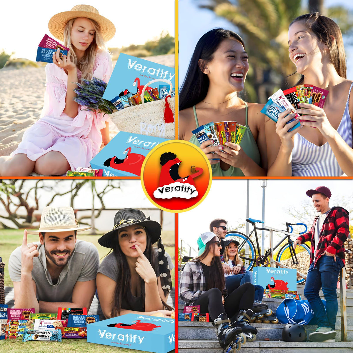 Veratify on-the-go snacks—crunchy bars for travel and commutes.